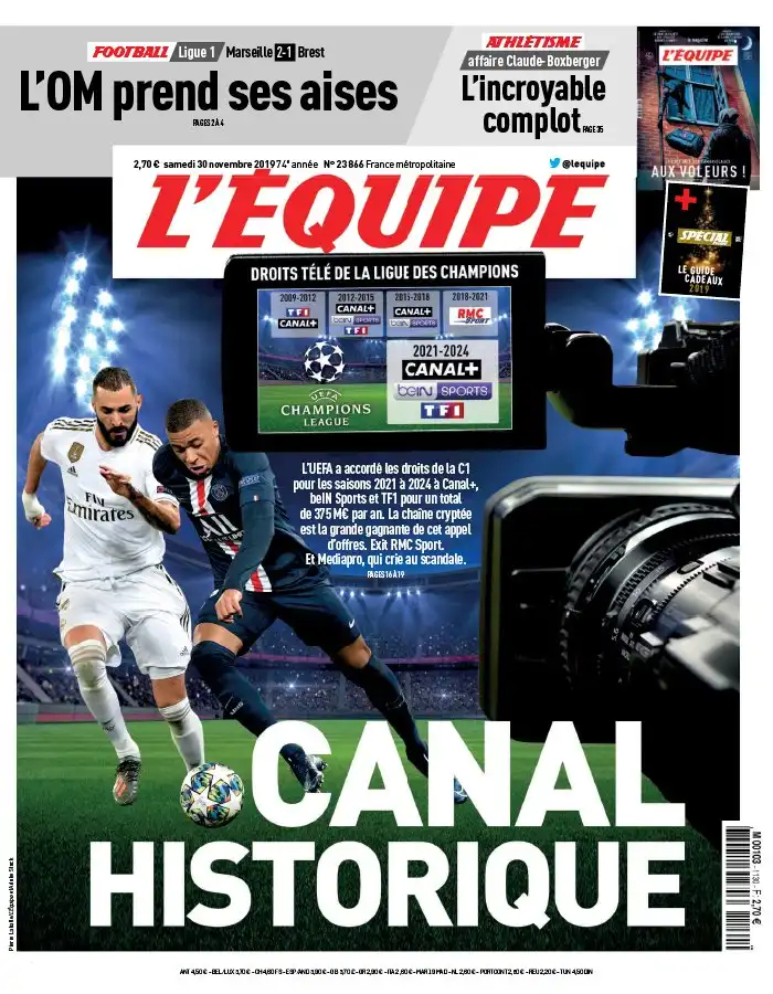 L'equipe du 30 Novembre 2019