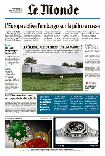 Le Monde du 6 Décembre 2022